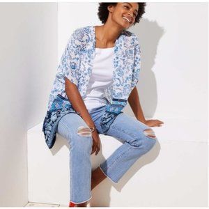 LOFT Blue border print kimono